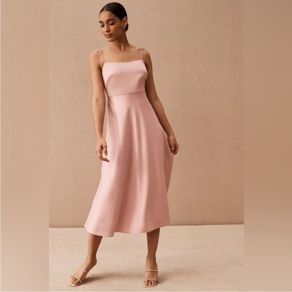 BHLDN Leti Satin Slip Maxi Dress in Rose Blush